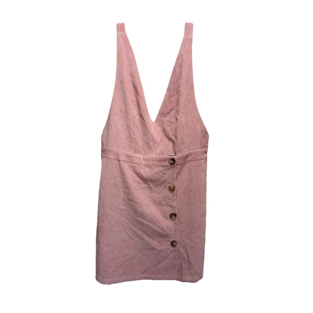 Allegra Pink Corduroy Jumper/Skirt Adj Straps Buttons Size Large NWT Elastic